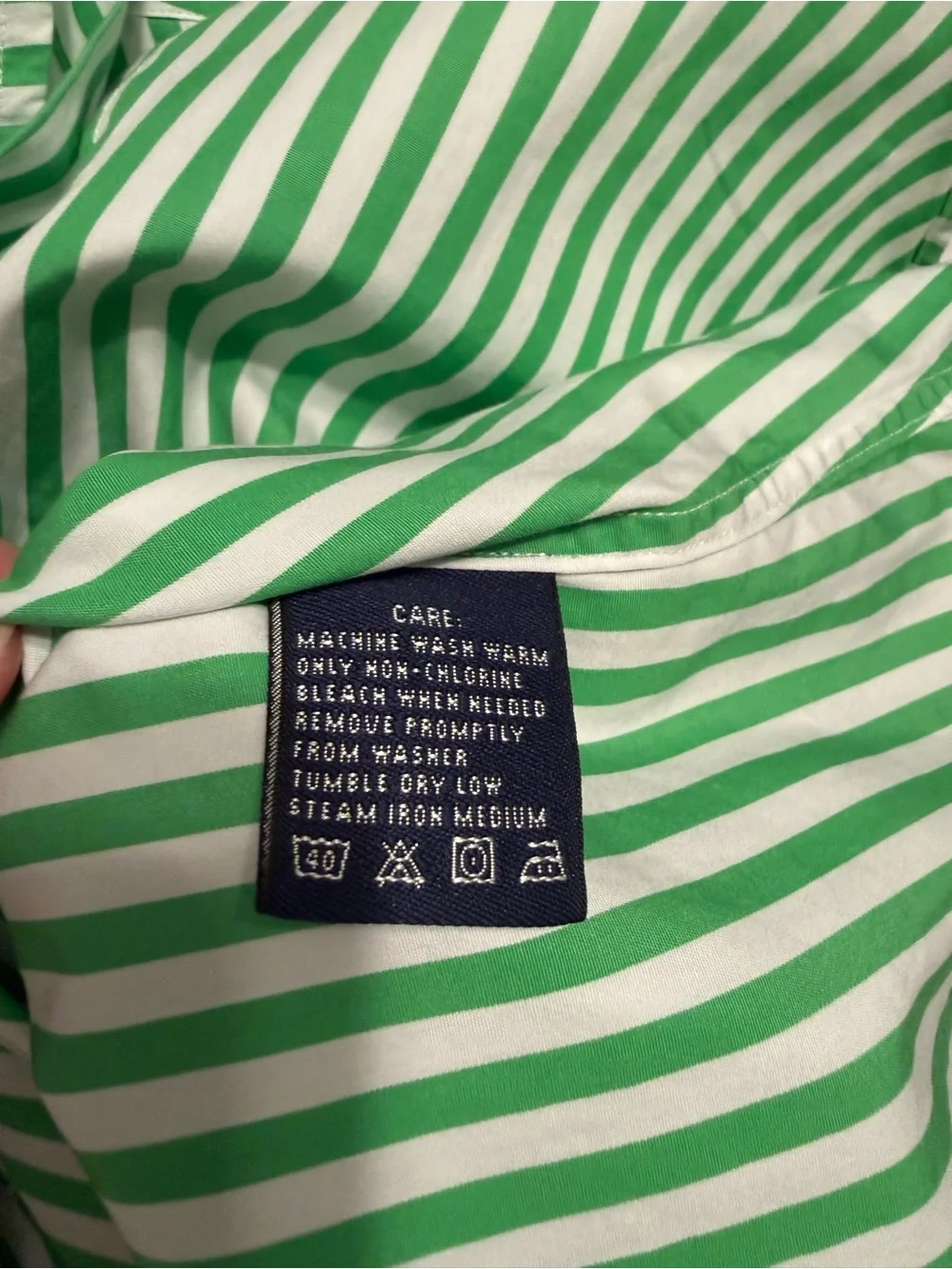 Ralph Lauren Sport Green, White & Pink Striped Collared Shirt - Picture 4 of 4